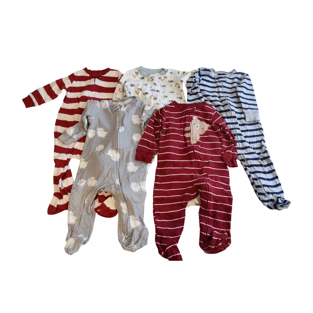 Lot of 5 Carter's Boy Zipper Sleepers Size 9m
